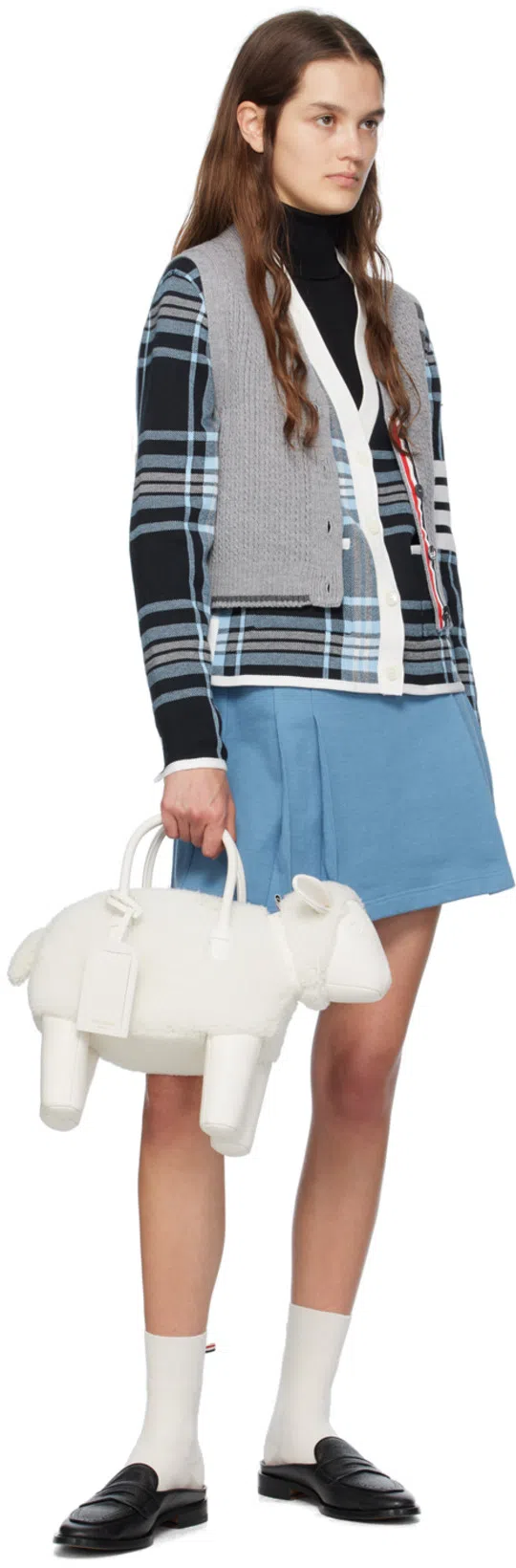 THOM BROWNE '4-bar' Black Wool Turtleneck Sweater