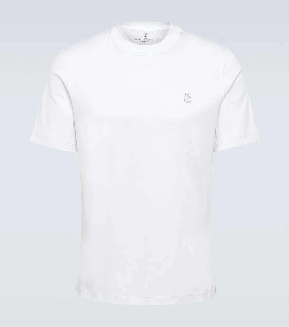 BRUNELLO CUCINELLI Men Cotton Jersey Crew-neck T-shirt With Logo And Faux-layering In White