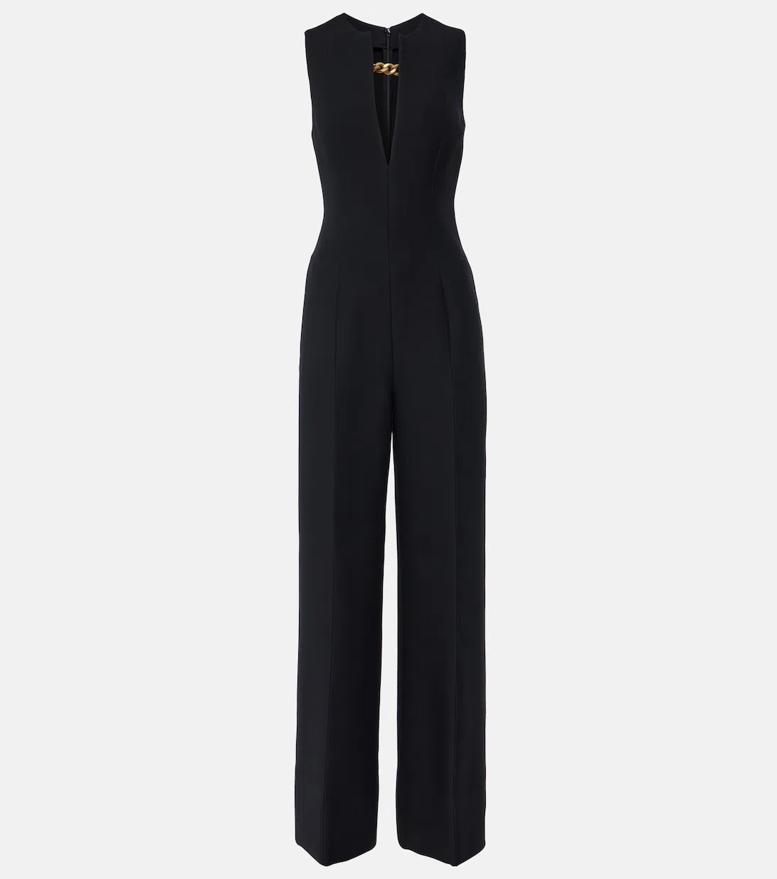 STELLA MCCARTNEY Chain-detail Wool And Silk Jumpsuit In Black