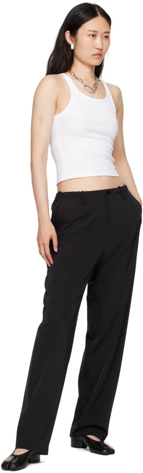 MAISON MARGIELA Split-toe Design Black Lambskin Pumps With Calfskin Lining