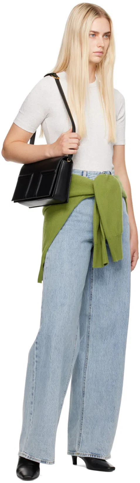 TOTÊME Light Blue Wide Jeans With Logo Patch