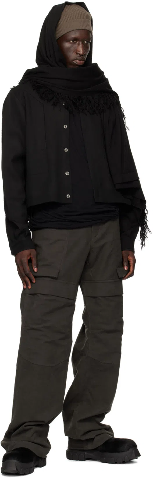 RICK OWENS Beatle Tractor Suede Chelsea Boots In Black