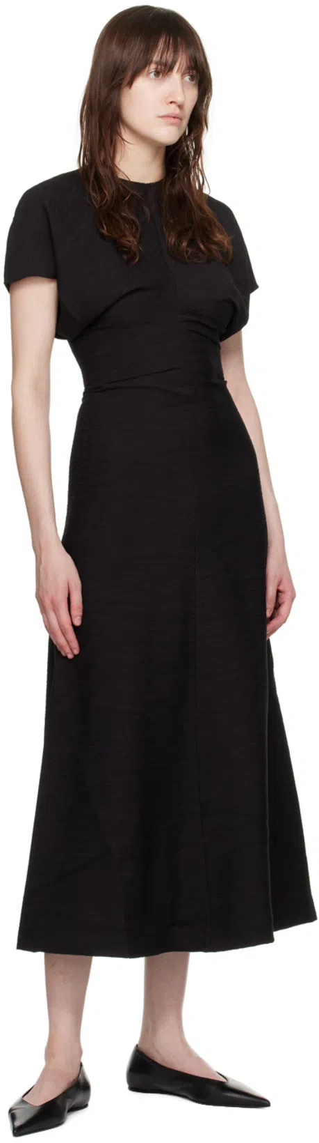 TOTÊME Maxi Dress With Short Sleeves And Shine In Black
