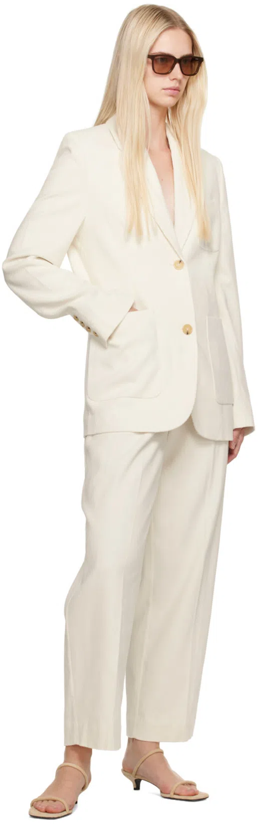 TOTÊME Off-white Single-breasted Blazer In 188 Meringue