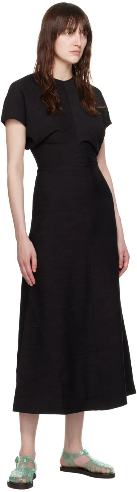 TOTÊME Maxi Dress With Short Sleeves And Shine In Black