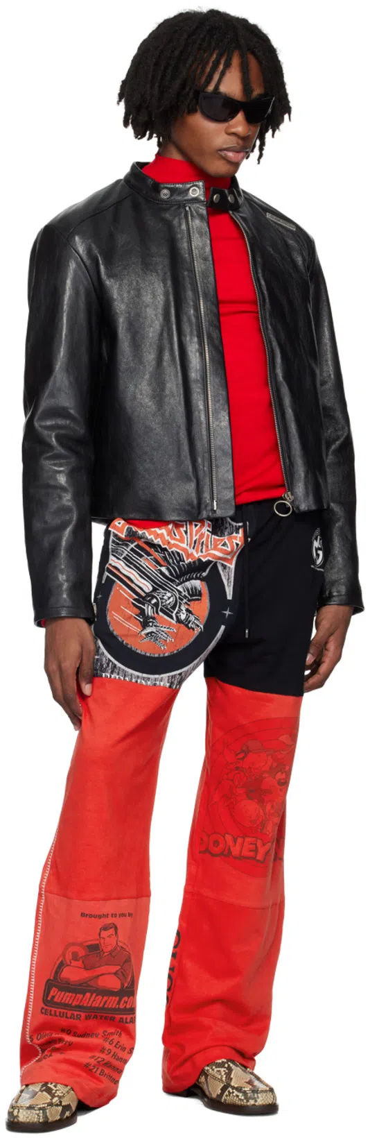 ACNE STUDIOS Black Band Collar Leather Jacket In 900 Black