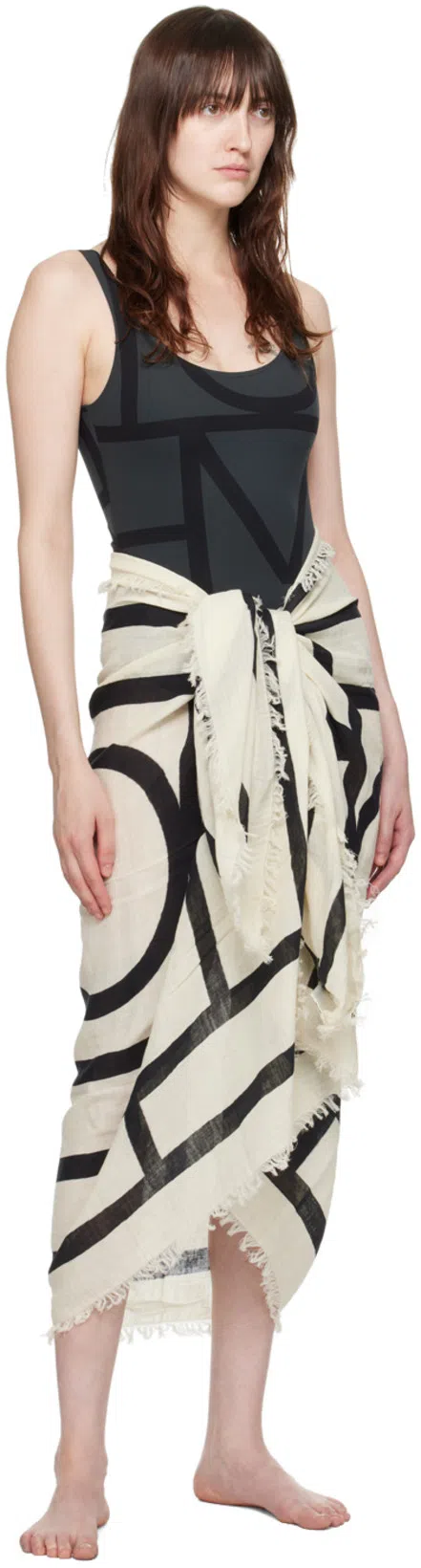 TOTÊME Womens Toteme Logo-print High-leg Swimsuit In Blue