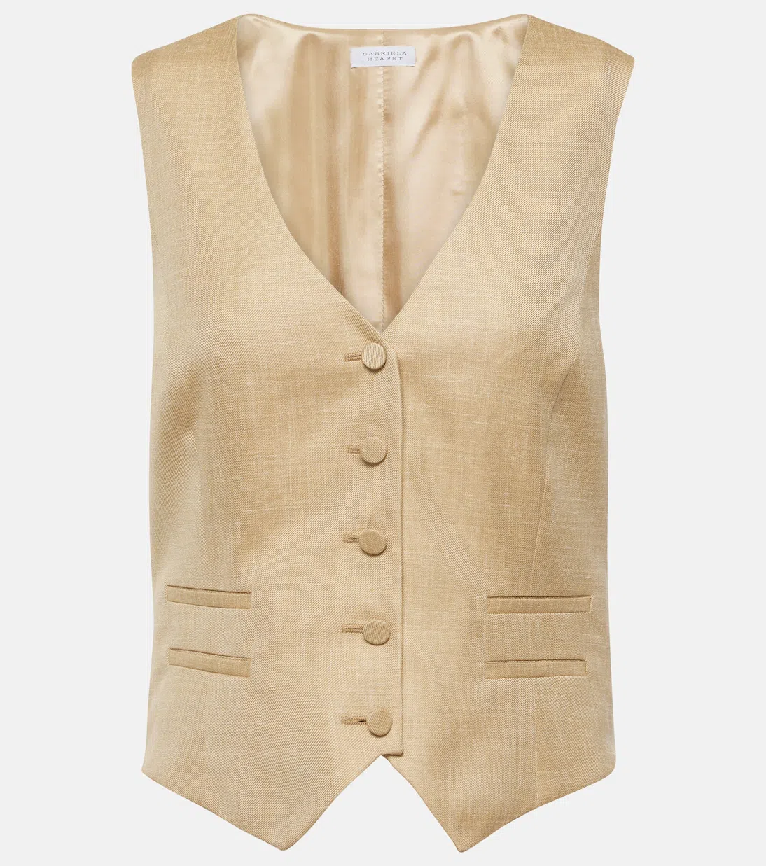 GABRIELA HEARST Stephanie Wool-silk-linen Double-breasted Blazer Jacket In Hay