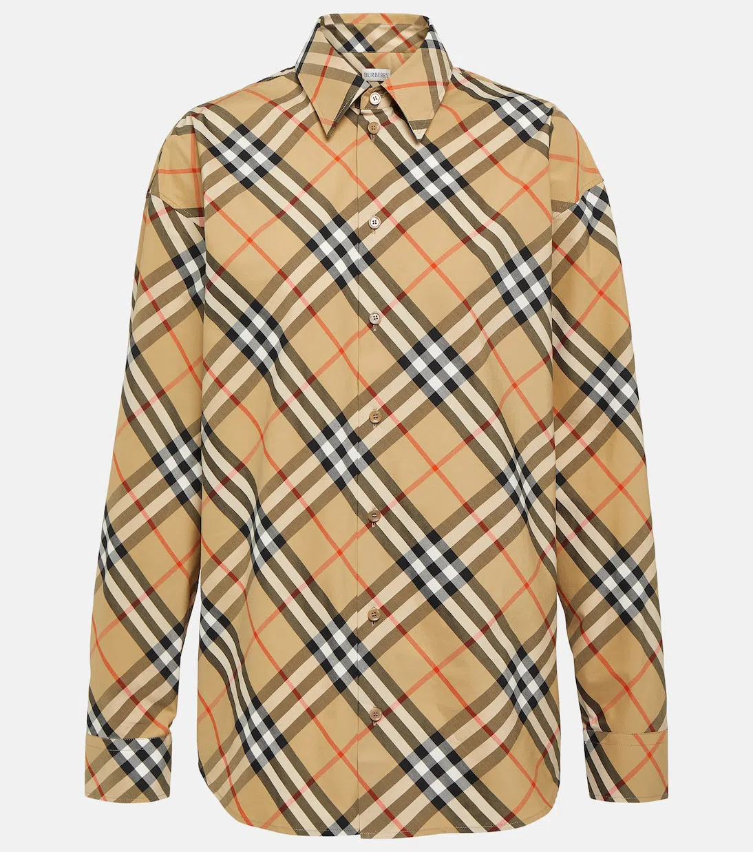 BURBERRY Cotton Shirt With Check Motif In Brown