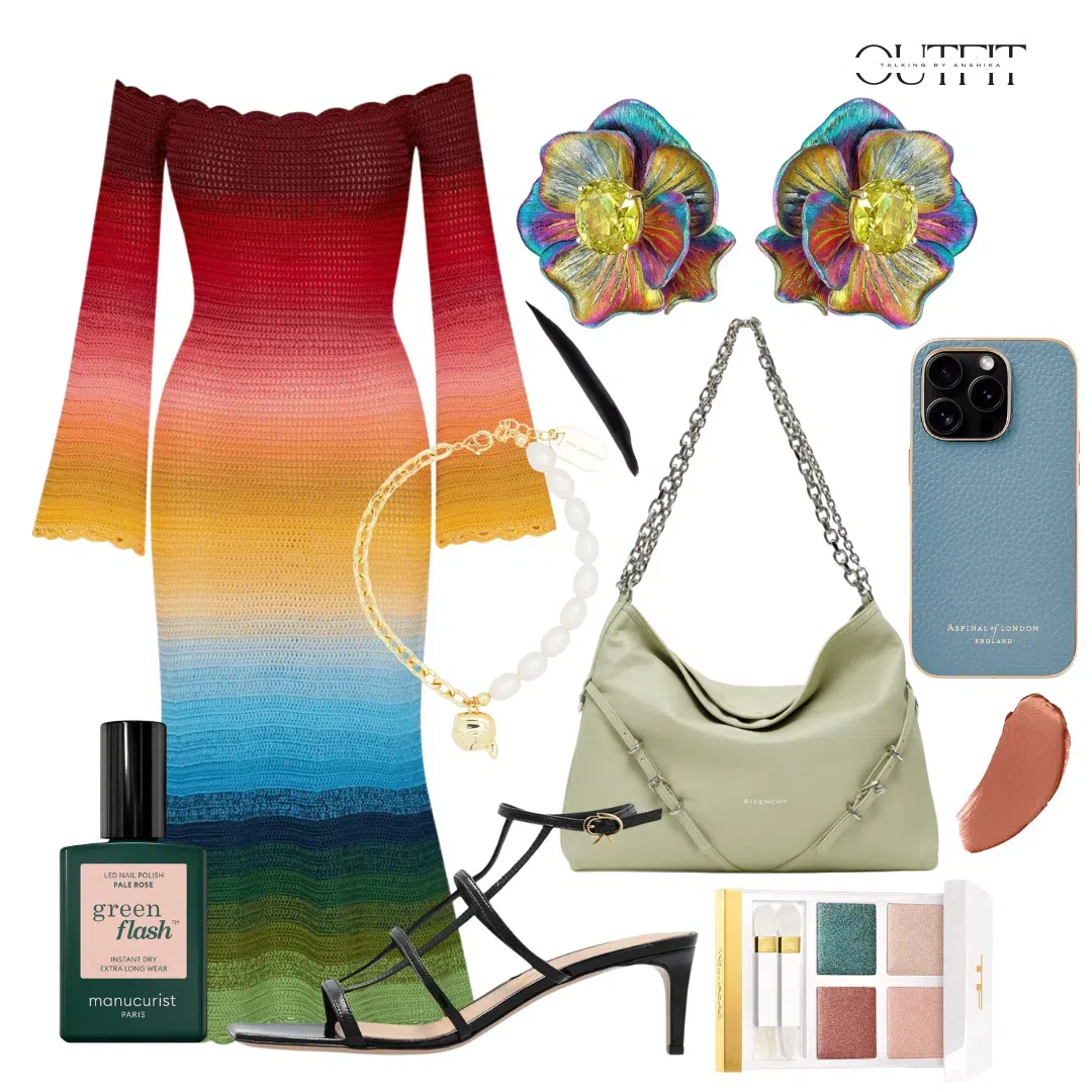 OSCAR DE LA RENTA Off-the-shoulder Ombre Crocheted-cotton Midi Dress In Rainbow