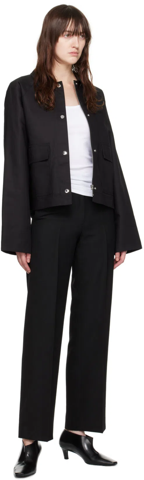 TOTÊME The Wide Shaft Glossed-leather Ankle Boots In Black