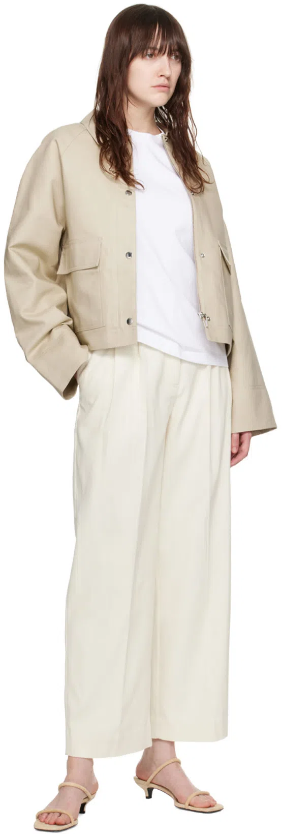 TOTÊME Toteme Monogram Embroidered Curved T Shirt In White