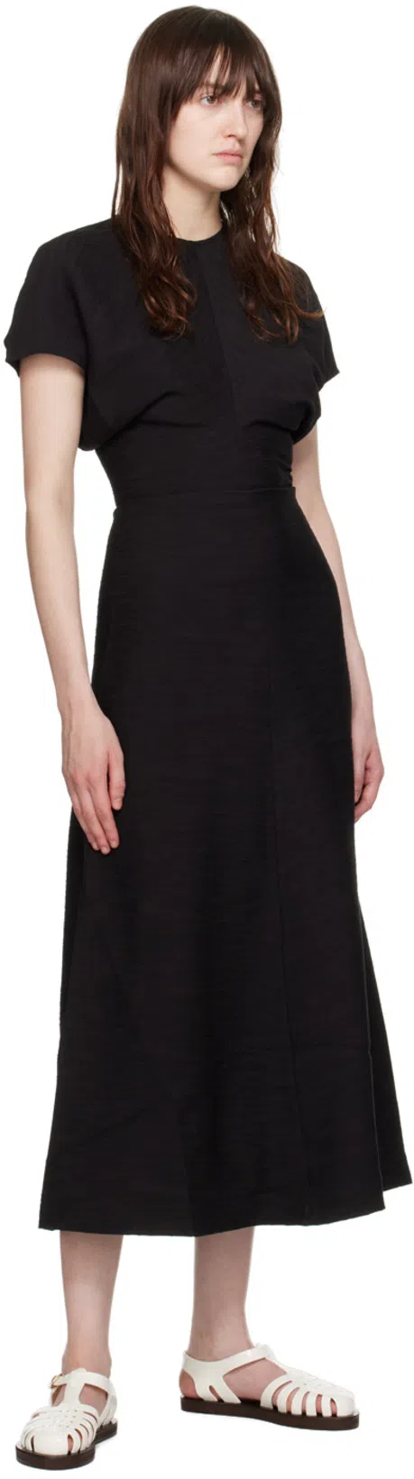 TOTÊME Maxi Dress With Short Sleeves And Shine In Black