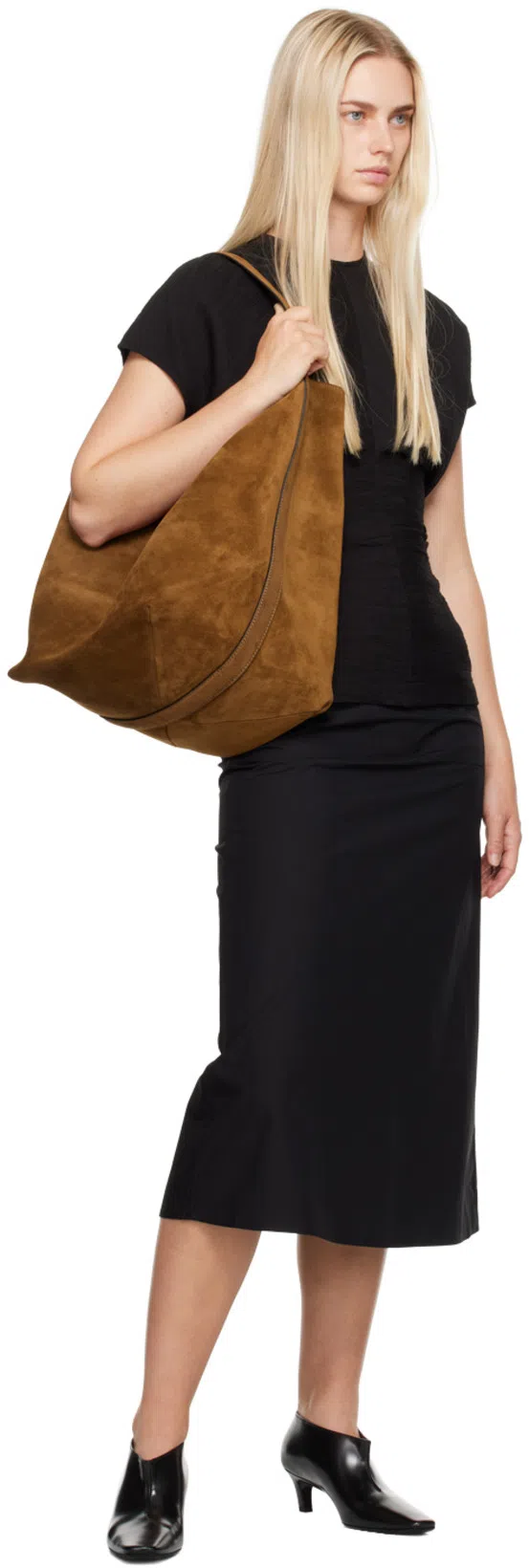 TOTÊME The Wide Shaft Glossed-leather Ankle Boots In Black