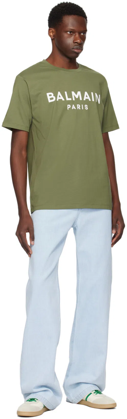 BALMAIN Men T-shirt With Logo In Green