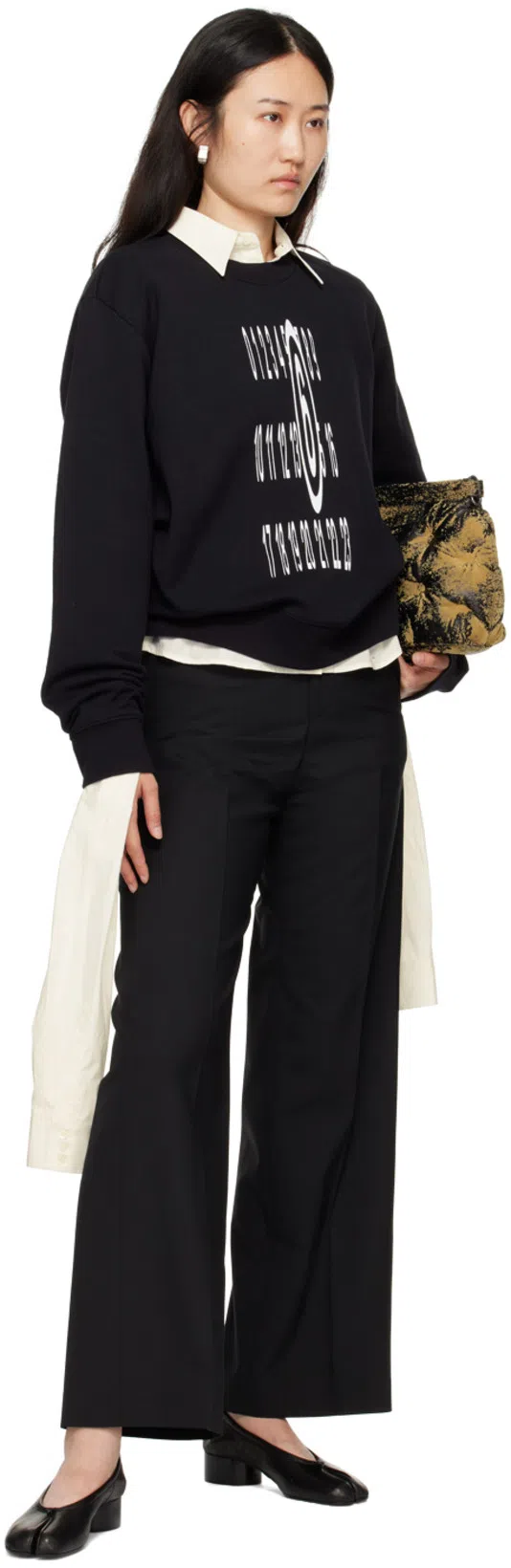 MAISON MARGIELA Split-toe Design Black Lambskin Pumps With Calfskin Lining