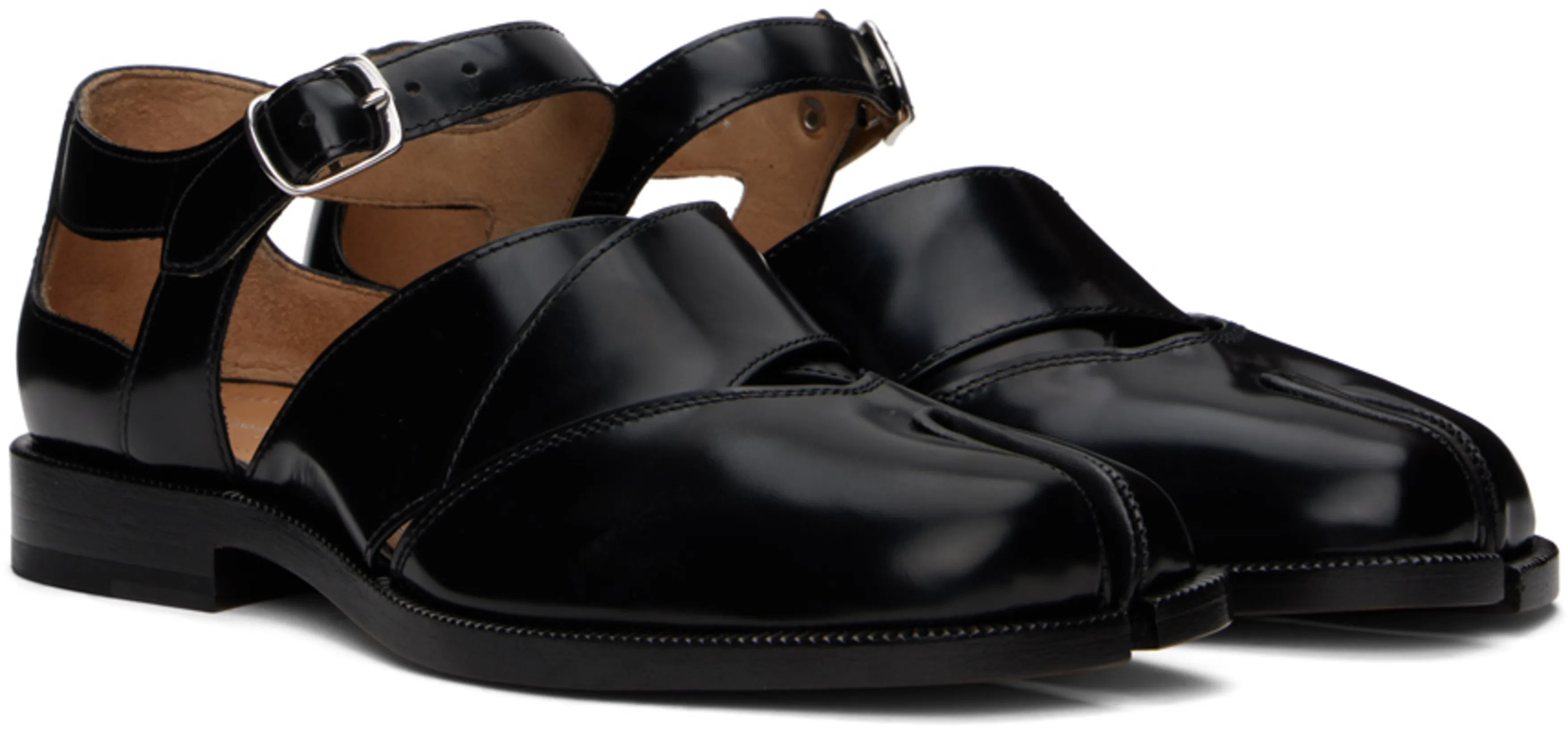 MAISON MARGIELA Tabi Leather Sandals Woman Black In T8013 Black