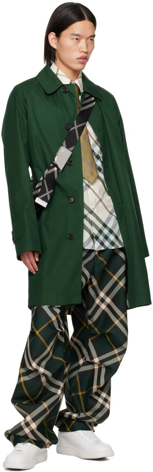 BURBERRY Nylon Trouser With Check Print In Multicolor