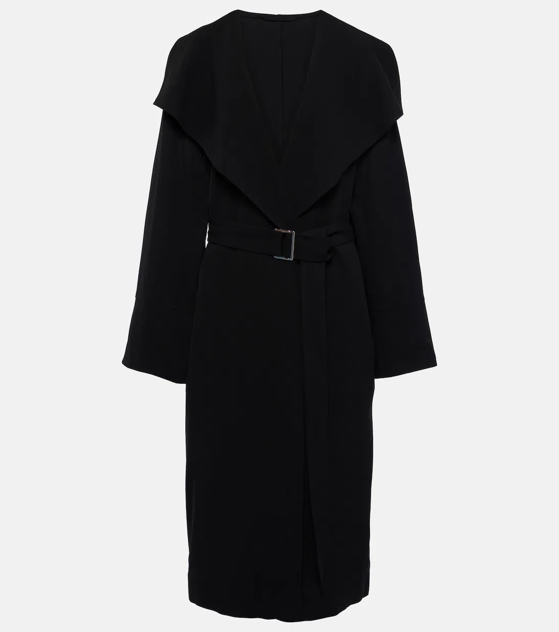 TOTÊME "twill Signature" Belted Waist Coat With Long Sleeves In Black