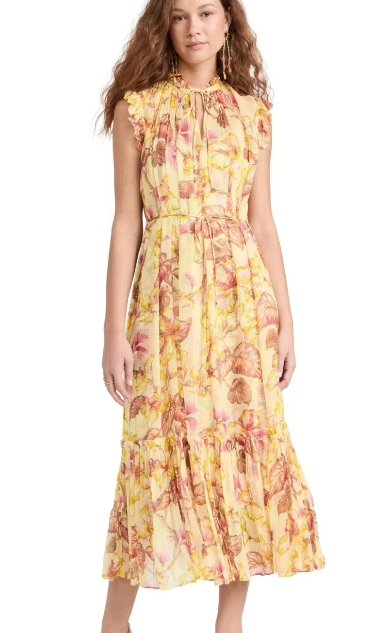 ZIMMERMANN + Net Sustain Lexi Floral-print Linen Midi Wrap Dress In Multi