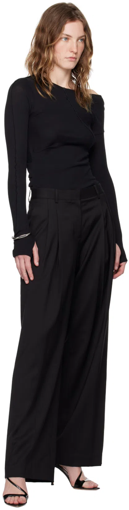 HELMUT LANG Black Asymmetric Long Sleeve T-shirt