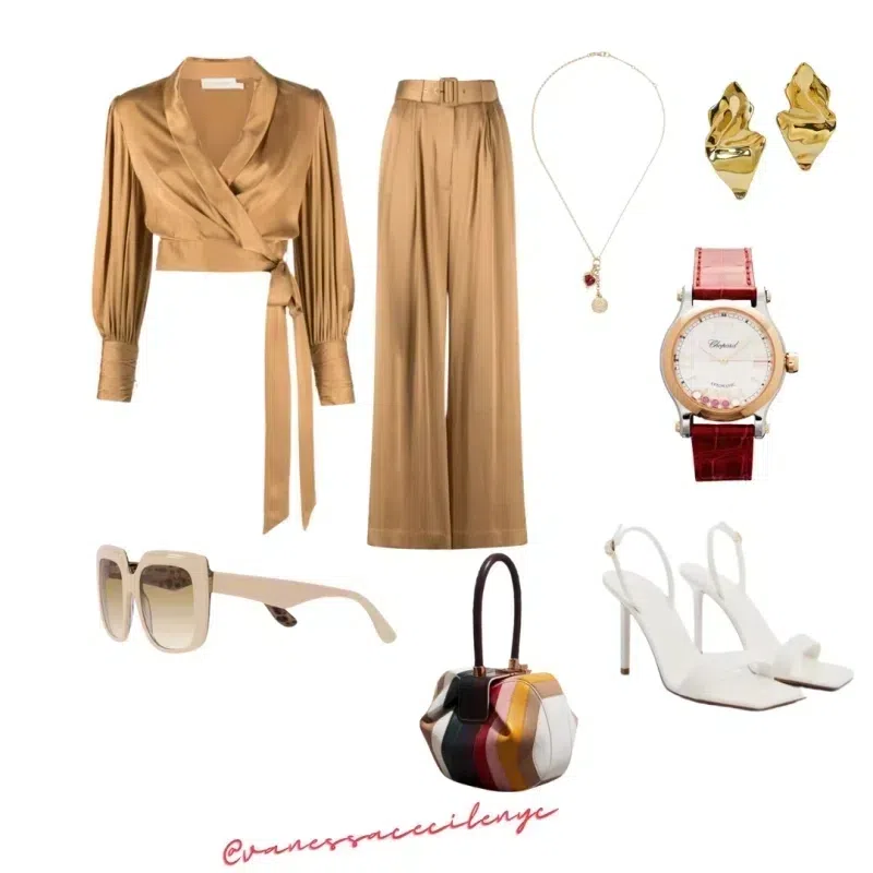 ZIMMERMANN Belted Pleated Silk-satin Wide-leg Pants In Sand