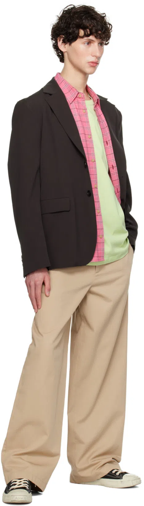 ACNE STUDIOS Twill Trousers In Khaki Beige