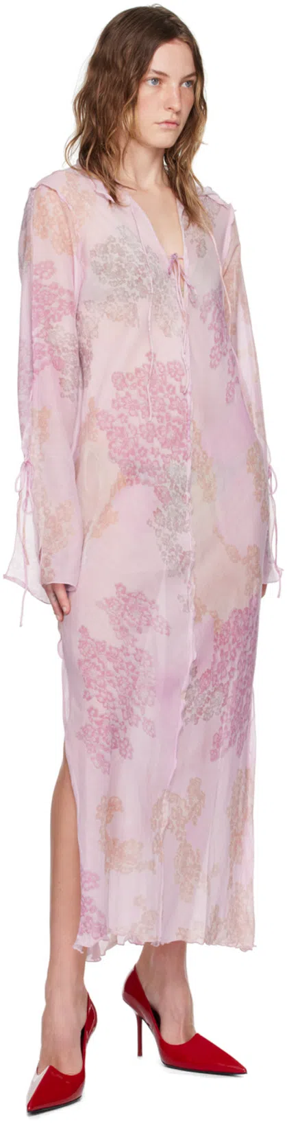 ACNE STUDIOS Chiffon Printed Dress In Pink
