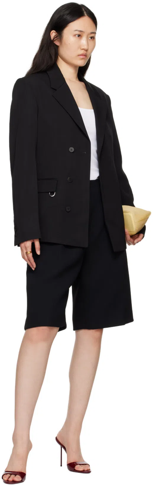 JACQUEMUS Bermuda Pleated Shorts In Black