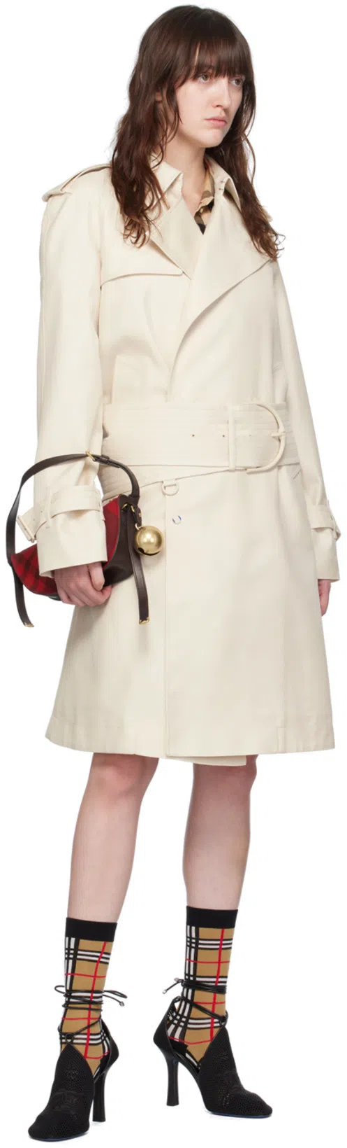 BURBERRY Marsett Icon Striped Silk Shorts In Archive Beige Check