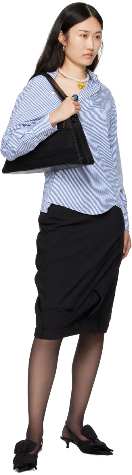 BALENCIAGA Knife Chemise 45 Leather Slingback Pumps In Black