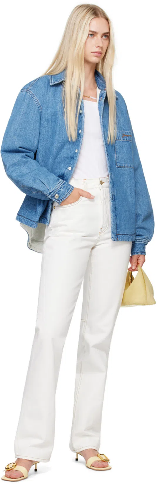 JACQUEMUS Sierra White Long-sleeve Top With Logo Detail In Jersey Woman