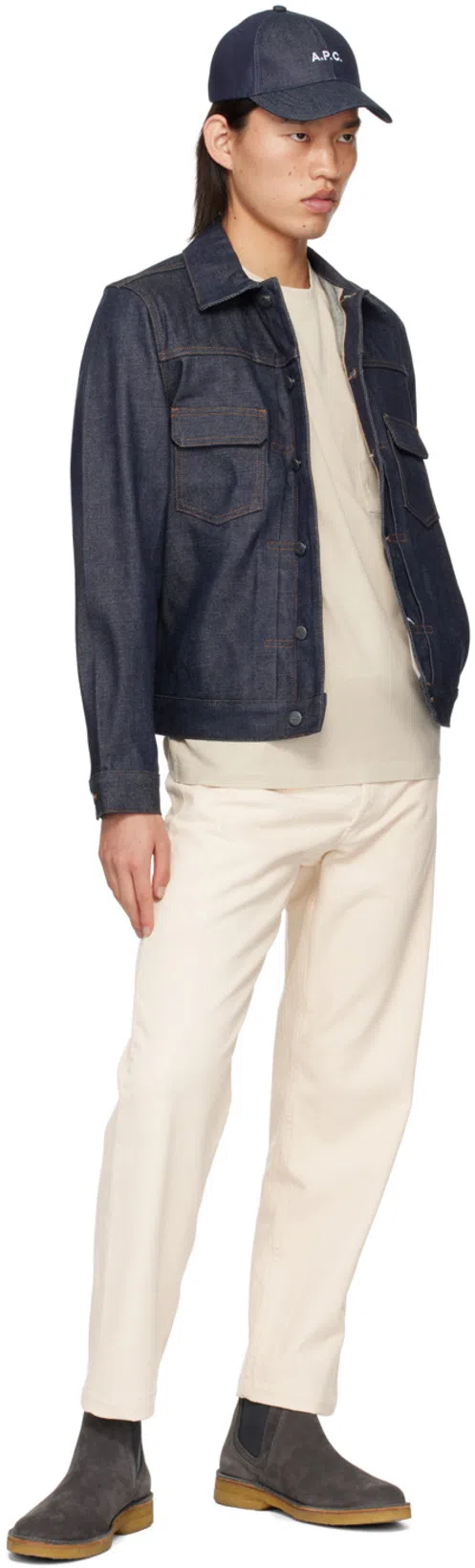 APC A.p.c. Classic Indigo Denim Jacket With Structured Silhouette In Blue