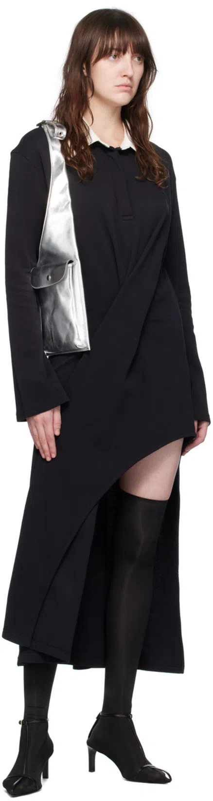 COURRÈGES Courreges Woman Midi Dress Black Size S Cotton, Polyamide