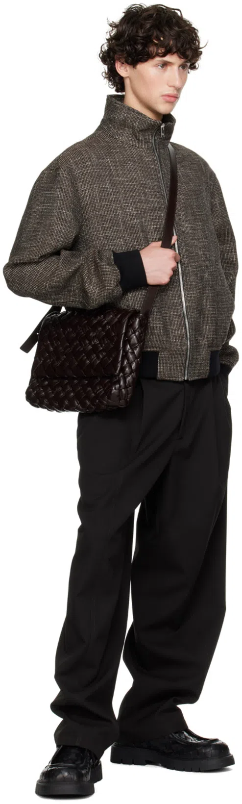 BOTTEGA VENETA Brown Rumple Messenger Bag In 2145-fondant-silver