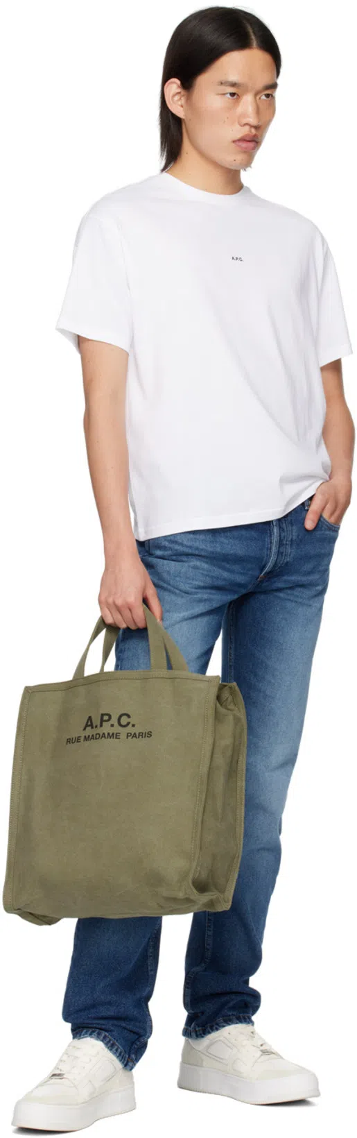 APC Boxy Micro Logo Cotton Crew-neck T-shirt In White