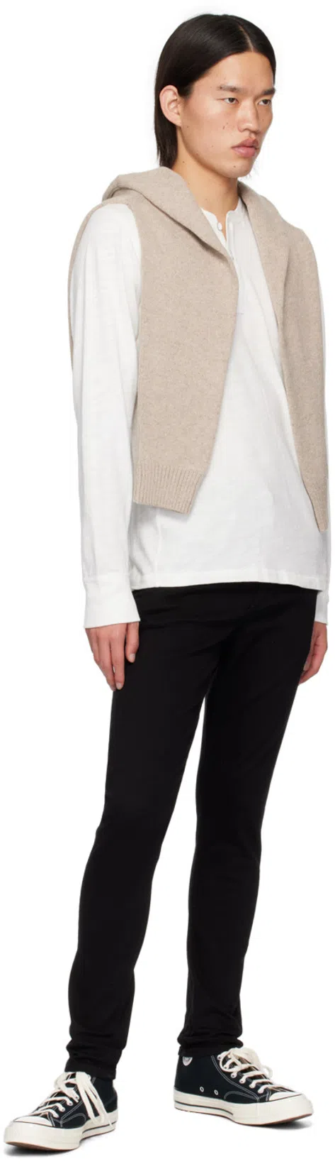 RAG & BONE Cotton Blend Waffle Knit Henley In White