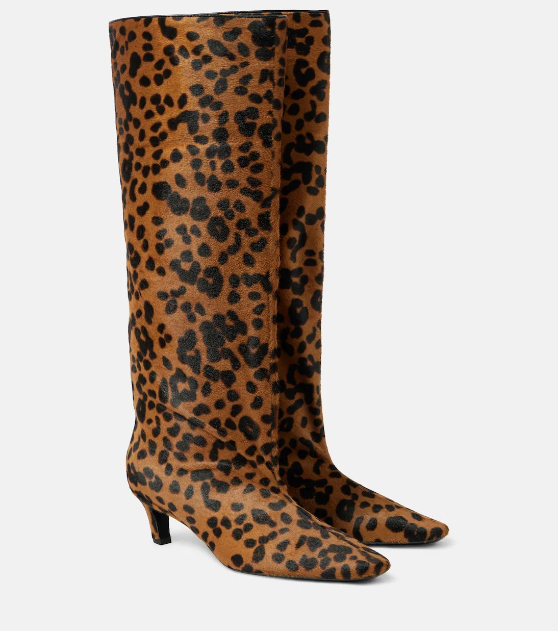TOTÊME The Wide Shaft Leopard-print Calf Hair Knee Boots In Multi