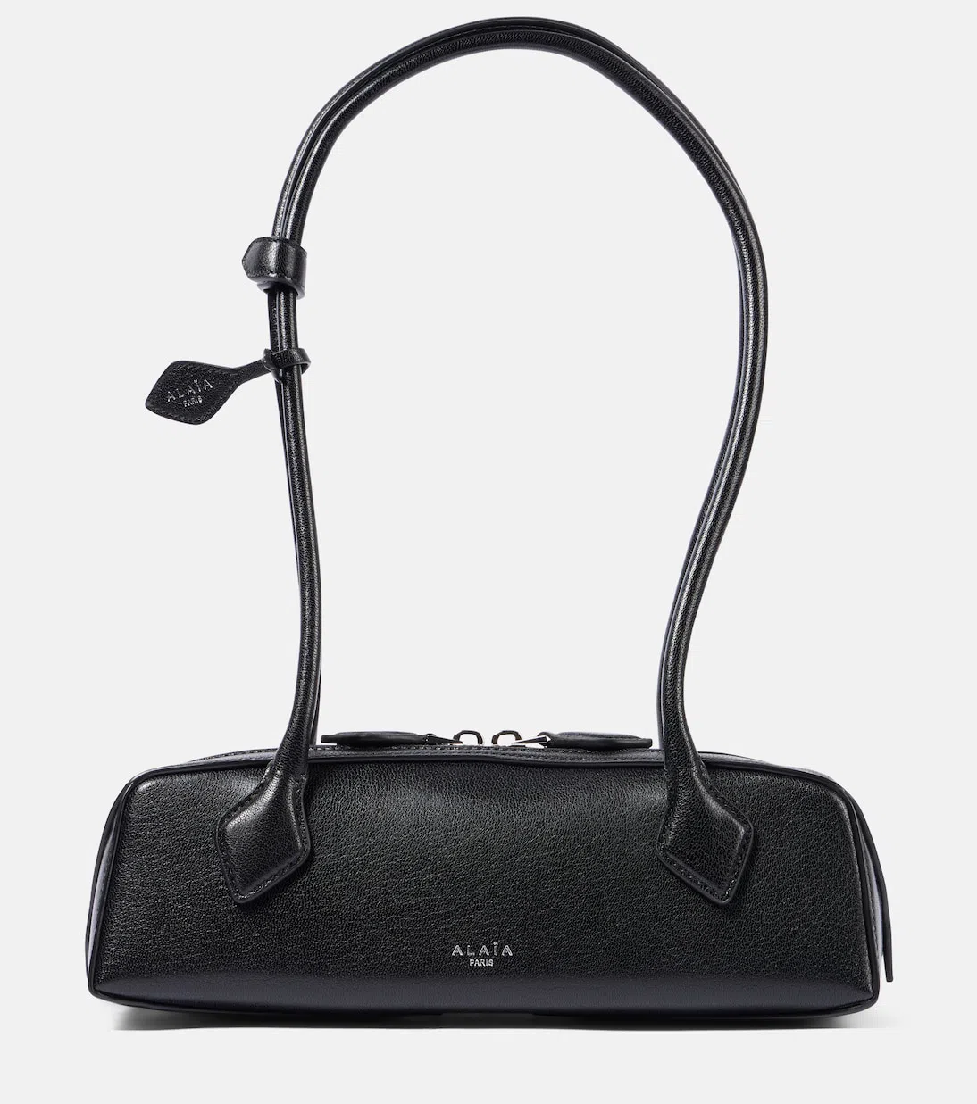 ALAÏA Alaia Women Charcoal Suede Medium Le Teckel Shoulder Bag In Black