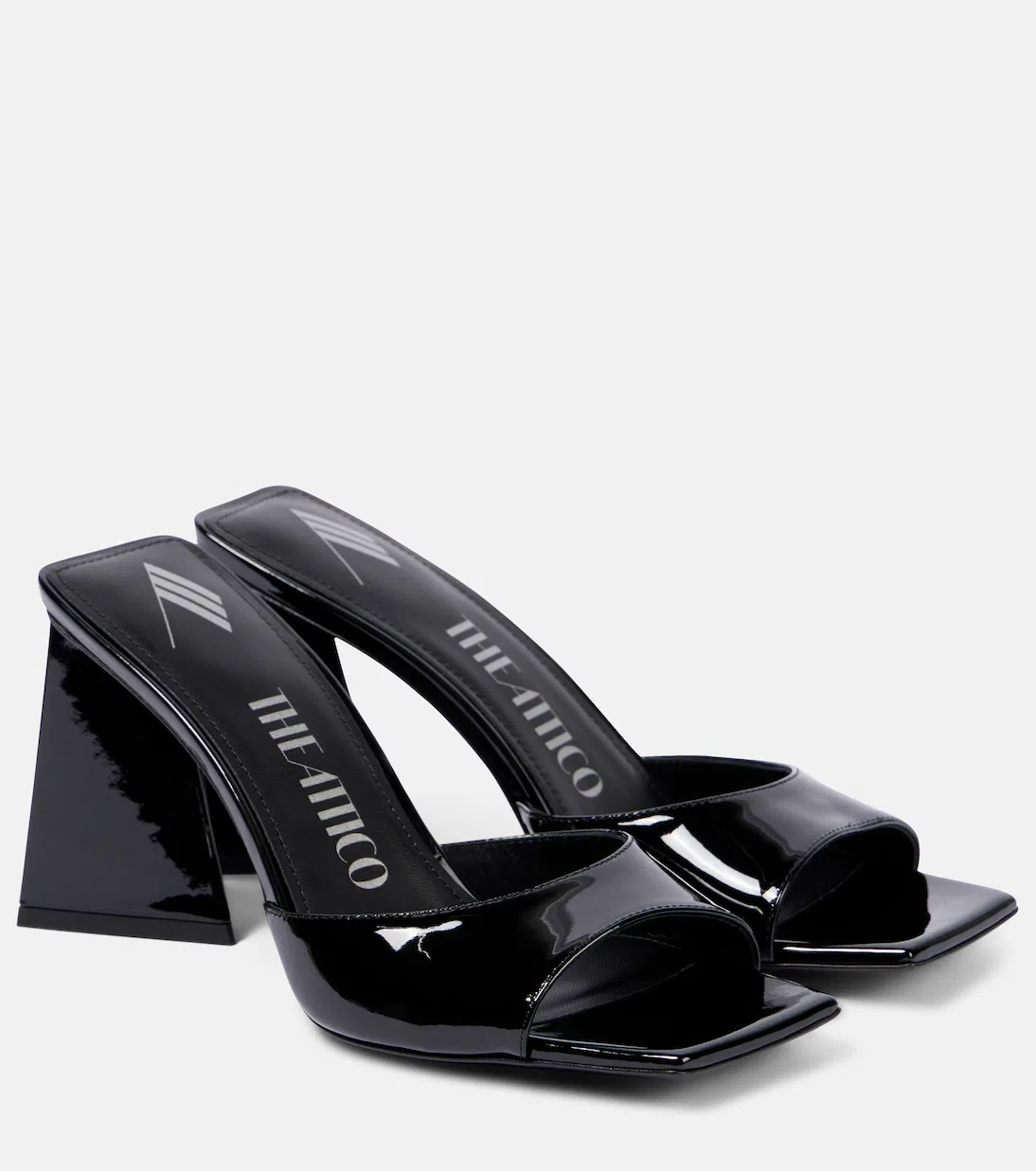 ATTICO Patent Leather Venus Mules With Statement Heel 9cm In Black