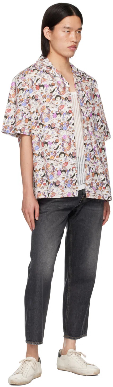 GOLDEN GOOSE Stonewashed Effect Loose Skate Fit Cory Jeans 20cm In Black