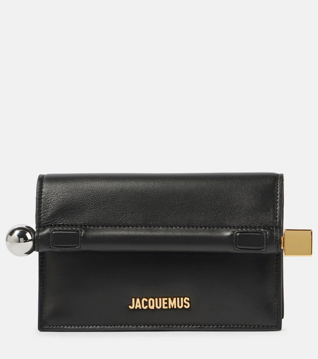 JACQUEMUS La Petite Pochette Rond Leather Clutch In Black