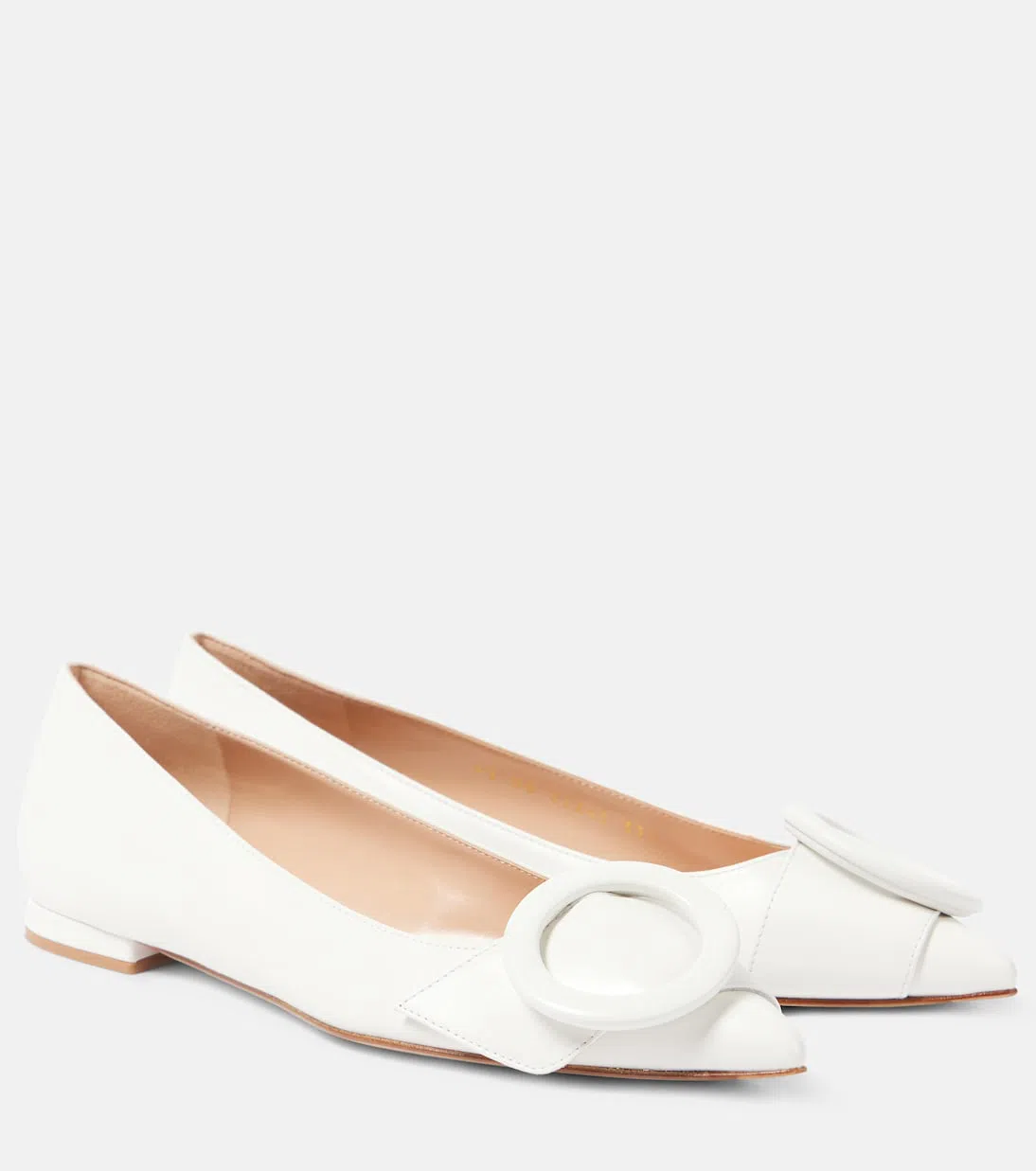 GIANVITO ROSSI Venezia Leather Ballet Flats In White