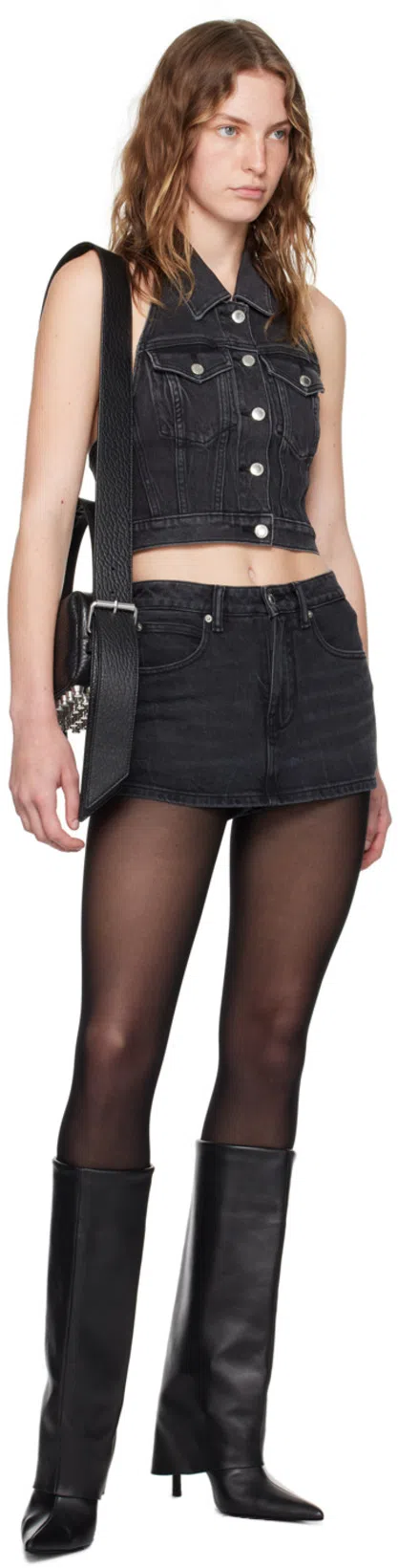 ALEXANDER WANG Black Leather Small Ricco Shoulder Bag