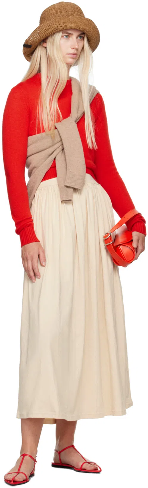 TOTÊME Off-white Sleeveless Midi Dress In 087 Pearl