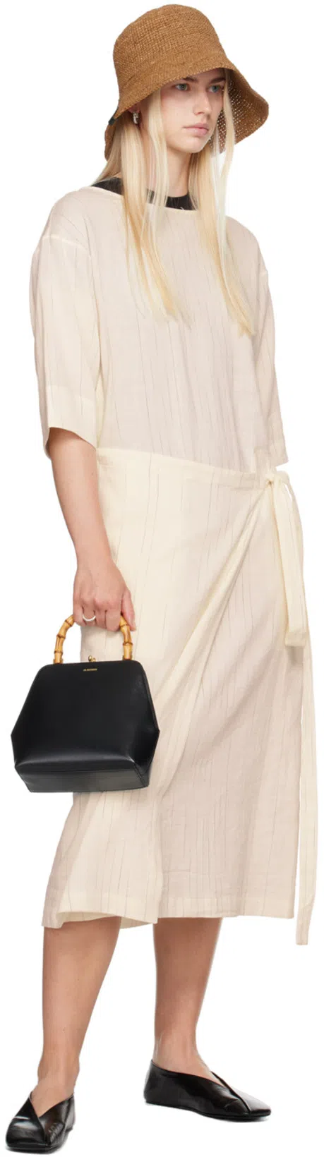 JIL SANDER Black Leather Ballet Flats