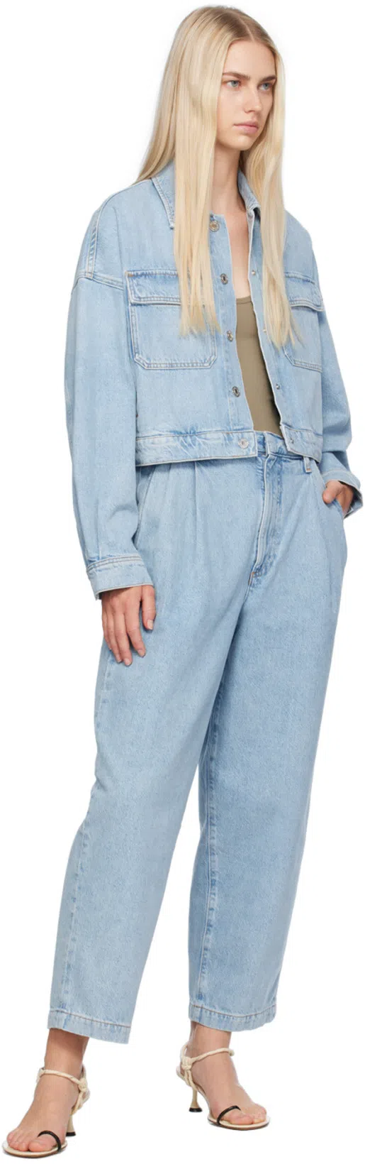 AGOLDE Luka Cropped Organic Denim Jacket In Blue