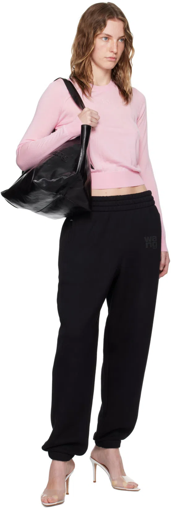 ALEXANDER WANG Punch Tote Bag In Crackle Patent Leather In Black