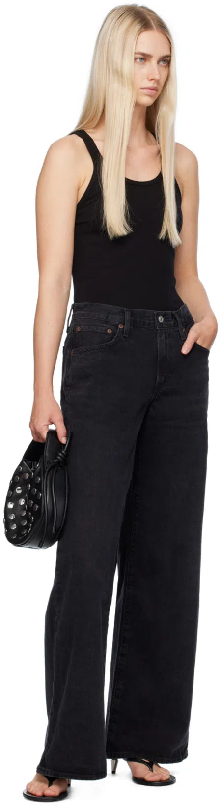 AGOLDE Poppy Ribbed Tank Top In Black