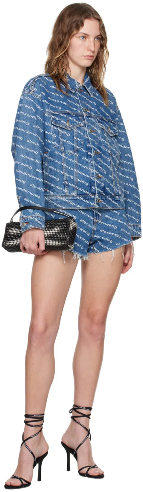 ALEXANDER WANG Bite Logo Cotton Denim Shorts In Multicolor